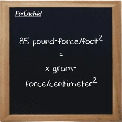 Example pound-force/foot<sup>2</sup> to gram-force/centimeter<sup>2</sup> conversion (85 lbf/ft<sup>2</sup> to gf/cm<sup>2</sup>)